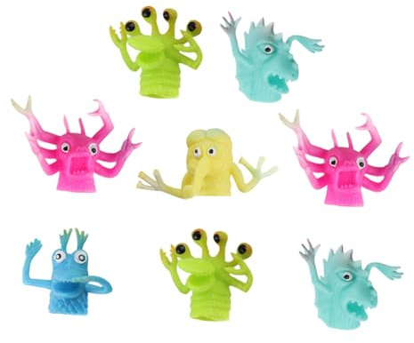 VOSAREA 8 Stück Teiliges Bunte TPR Fingerpuppen Handpuppen für Weiche Langlebige Puppentheater spielzeuge Lustige Kuscheltiere für Kleine Hände Geschenkidee für Geburtstag und Weihnachten