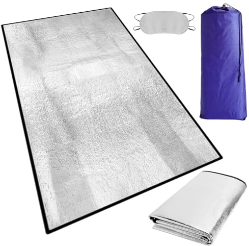 Tapis de Sol Isolant pour Camping,Matelas de Camping Léger et Pliable en Mousse et Feuille d’Aluminium Tapis Thermique Réfléchissant pour Camping Randonnée Voyage Pique-Nique Extérieur 200x100cm