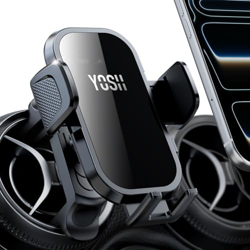 YOSH Car Phone Holder for Air Vent, Reinforced Car Phone Holder Spring Clip, Phone Mount Cradle Compatible with iPhone 17 16 15 14 13 12 Samsung Pixel 4.0-7.0