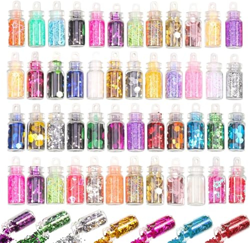 48 Farben Mini Glitzer Basteln Glitzerpulver,Glitzerpulver Set