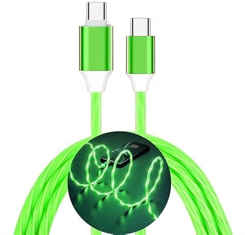 PTPLIFE USB-C-auf-USB-C-Kabel,60 W/3 A Beleuchtetes USB-C-zu-USB-C-Kabel Schnellladekabel LED-Ladekabel Typ C für Gamer, Kfz Innenraum, Schlafzimmer,Festival,Party, Reisen (Grün)