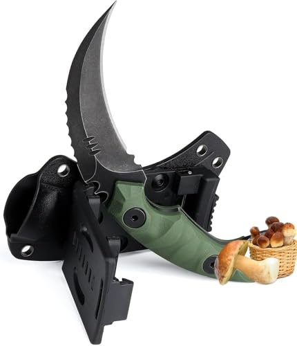 univinlions Pilzmesser - Survival Messer - Feststehende Klinge Bushcraft | Messer Mit FRN G10 Griff Full Tang - Outdoor Messer Mit Kydexscheide fur BBQ-Scharfes D2 Stahl Camping Geschenk für Männer