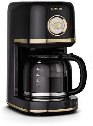 KLARSTEIN Victoria Filterkaffebryggare – Retro Design Kaffebryggare, 1,5 L för upp till 12 koppar, Värmebevarande funktion, Anti-Drip-system, Automatisk avstängning