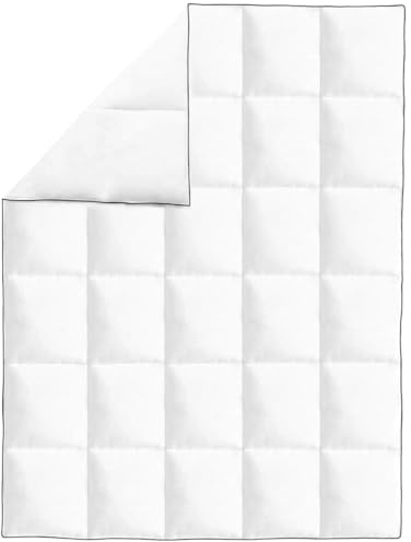 Piumino invernale da 140 x 200 cm, rivestimento in microfibra con imbottitura in piuma d'anatra, trapunta leggera per lettino, lavabile fino a 40 °C, calda coperta invernale per un sonno sano
