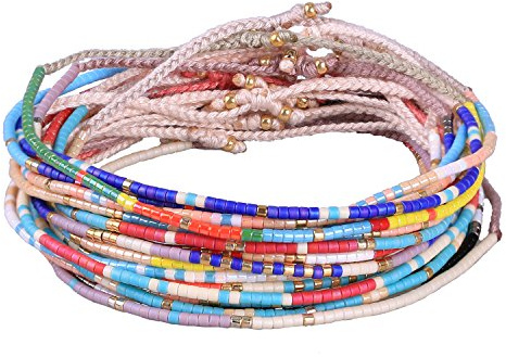 KELITCH Winzige Freundschaftsstrang-Armbänder Bunte Miyuki Seed Beaded Armbänder 10 PCS Böhmischer Stil (Farbe 3)