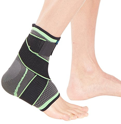 Actesso Sports Fußgelenk-Stützbandage mit Wickelband (Mittlegroß - Grün)- die ultimative Fußgelenkbandage für Zerrungen, Verstauchungen und Sportverletzungen…