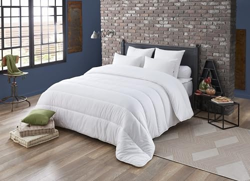 DODO - Couette Chaude 200x200 cm - Convient 1-2 Personnes - Tissu 80% Polyester 20% Coton - Garnissage Synthétique 100% Polyester Volupt'air - Lavable en Machine à 40°C