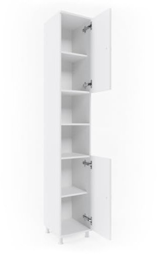 Vicco Badschrank Weiß Fynn 30x190x30 cm - Wäscheschrank, Viel Stauraum von Oben bis unten – ideal für Handtücher & Pflegeprodukte