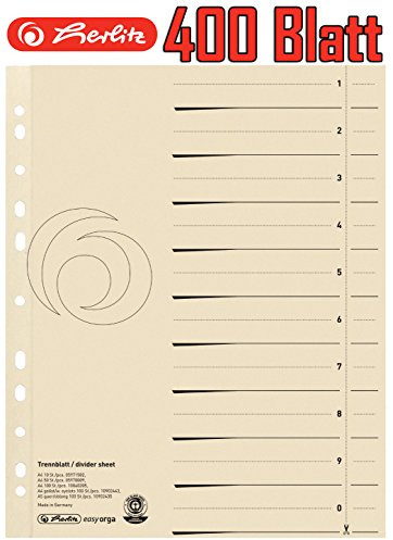 Herlitz 10840205 Trennblatt A4, Manilakarton, 180 g/qm, chamois (4)