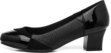 Lilley Womens Black Block Heel Court Wide Fit Shoe
