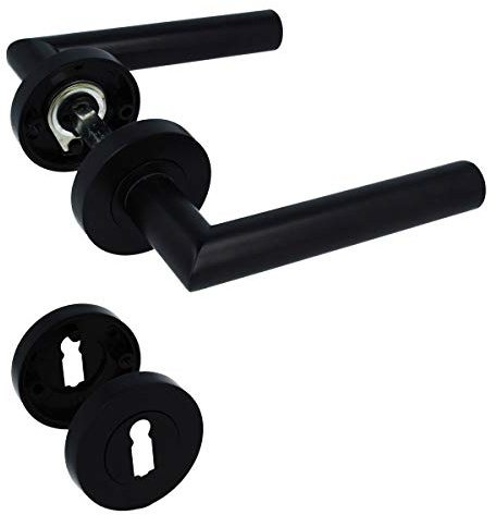 Türdrücker Türklinke Türbeschlag Türgriff massive Ausführung in der Trendfarbe Schwarz matt 5 - verschiedene Varianten (Buntbart)