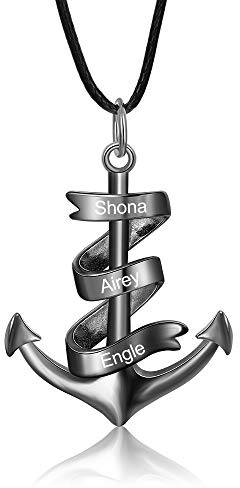 Ankerkette halskette männer gravur personalisierte schmuck anhänger damen anker paar ketten mit gravur silber halskette mit 55 cm lederkette