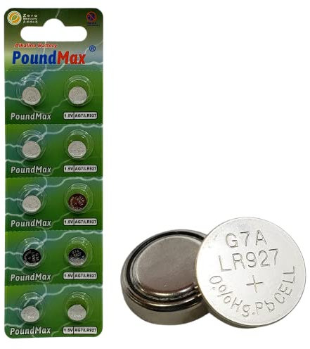 10 X AG7 LR927 LR57 395 399 SR927W SR57 PoundMax ALKALINE BUTTON CELL BATTERY