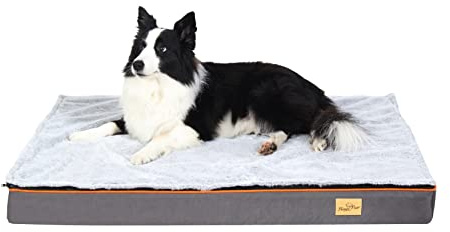 BingoPaw Hundebett grau grosse Hunde, orthopädisches Hundebett 110x85x10cm Hundekissen flauschig Hundematte waschbar Gelenkschonend Hundematratze für große Hunde