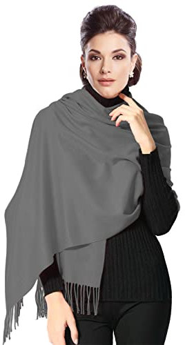 Moschen-Bayern Pashmina Stola Damen für Abendkleid Kaschmirstola Kaschmir Schal Umhang Paschmina - Grau Mittelgrau