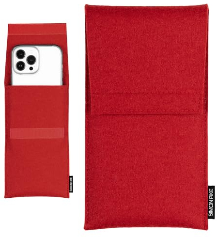 SimonPike Handyhülle passend für Apple iPhone 17 Pro | 16 Pro | 15 Pro (Gr. H) | Sidney rot Filztasche aus Wollfilz Handy/Smartphone Tasche