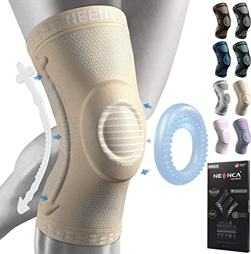 NEENCA Rodillera Profesional, Rodillera de Compresión con Almohadillas de Gel de Rótula y Estabilizadores Laterales para Hombre y Mujer, Rodilleras de Grado Médico para Correr, Desgarro de Menisco