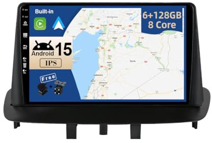 JOYX – 6G 128G – Android 15 IPS bilradio passar Renault Megane 3 (2008–2014) – Trådlös CarPlay/Android Auto/DSP – LED-kamera och MIC – 9 tum 2 Din – DAB rattstyrning WiFi fast båt 360-kamera