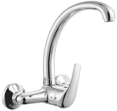 Vetrineinrete® Rubinetto da cucina a parete miscelatore a muro due fori per lavandino