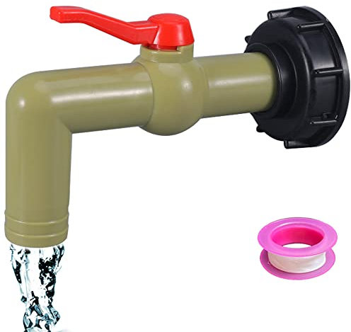 Junhui Adaptateur de Réservoir IBC, 90 Degrés Robinet de Sortie IBC S60X6 IBC Raccord Robinet pour Robinet de Jardin d'Adaptateur de Cuve (32mm)