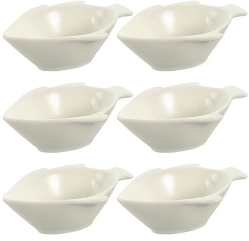 BESTonZON 6st Keramikschale in Fischform Gerichte Untertassen Sauce Gericht Dipschalen Aus Keramik Beilagen Zum Snack Mini-vorspeisenteller Beilagenschalen Platten Japan Weiß Kartoffelchips