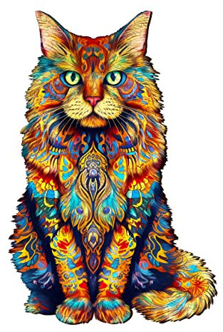 Holzpuzzle Erwachsene, 270 Teile Maine Katze Holz Puzzle Erwachsene, 42x27.8cm Wooden Puzzle, Unregelmäßige Einzigartige Puzzle, Holzpuzzle Tierform, Holz Puzzle Mit Geschenkbox Aus Holz