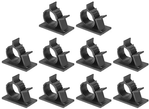 sourcing map 10Stk Einstellbar Kabelklemmen, 17-20mm Selbstklebend Kabel Klemme Draht Klammern Kabel Organizer Kabelbinder für Kabel Management Schwarz