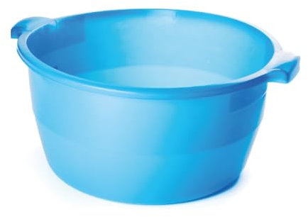 BIANCHERIAWEB Bacinella Per Bucato Pulizie Rotonda In Plastica Azzurra Con Manici Laterali 30cm Bacinella