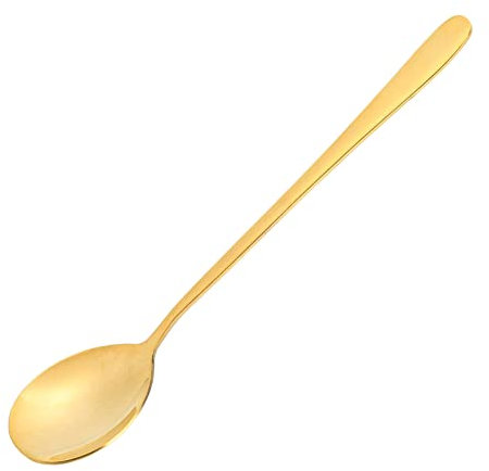 Tomotato Cucchiaio da Zuppa con Manico Lungo in Ottone, Cucchiaio da Agitazione per Dessert Caffè Cocktail, Cucchiai da Tavola per Ristorante Cucina Domestica Festa Compleanno Cena