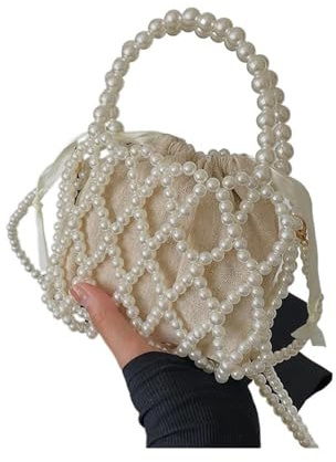 AMEEDA Damen Clutch Perlen Lady Basket Handtasche Sommer Damen Schulter Umhängetasche Reise Strandtasche Luxus Design Perle Shopper Tote
