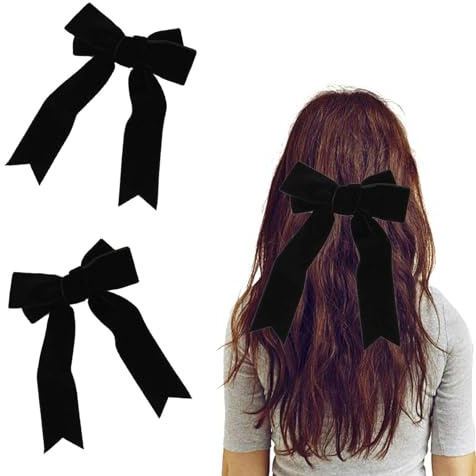 Bow Hair Clip,2Pcs Large Satin Hair Bows for Women Hairpins Velvet Barrettes Vintage French Big Bowknot Hairpins Long Ribbon Hair Accessories for Women Girls Gifts