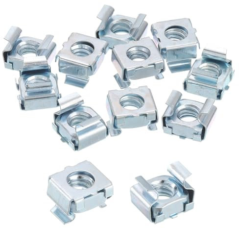 QUARKZMAN 1/4-20 Dado a Gabbia, 20pz Dadi in Gabbia a Scatto, Dado Metrico in Acciaio al Carbonio Zincato per Armadio Rack Server, Argento