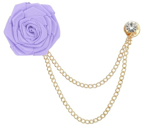 QUARKZMAN Broches à Chaîne Fleur cm, Broche Costume Revers Homme Marié en Alliage Tissu, Chaînes Suspendues de Costumes pour Mariage Dîner Cérémonie,