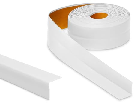 PRIMO Weichsockelleiste Selbstklebend 18 x 18mm, Weiß - Länge: 5m - Sockelleiste für Küche und Badezimmer, Fußleiste Selbstklebend aus PVC, Knickleiste