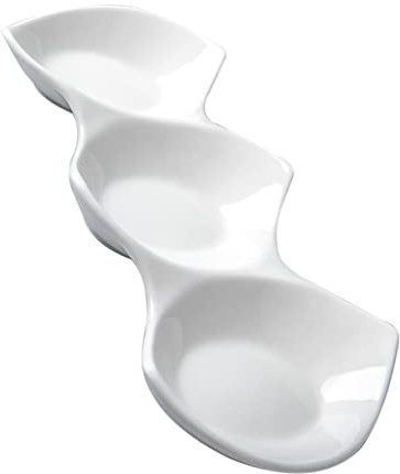Garneck Piatto in Ceramica Per Salse e Condimenti 28 Cm, Set 3 Scomparti, Ciotole Piccole Per Intingere e Antipasti, Adatto Casa e Ristorante, Facile Pulizia e Conservazione Sicura