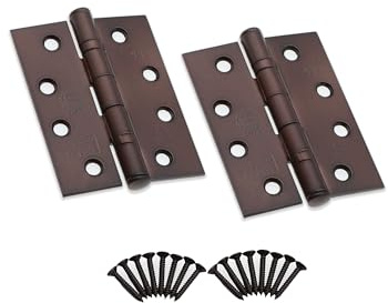 Infinity Decor 4 Inch (100mm) Aged Bronze CE11 Fire Rated Ball Bearing Butt Hinges Pair – Steel Door Hinges Set for Internal and External Doors
