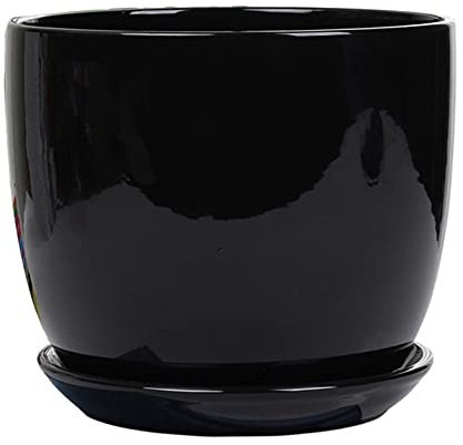 Blumentopf Aus Keramik, Groß, Weiß/Schwarz, Schlichte Persönlichkeit, Mit Tablett, Blumen-/Grünpflanzen-Übertopf, Behälter Für Drinnen Und Draußen, Für Orchideen, Kräuter, Blumen, Sukkulenten, Kakte