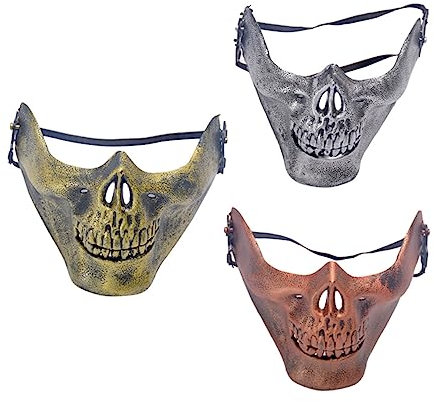 3 Demi-masques de Crâne en Plastique, Masque de Bal Masqué Effrayant