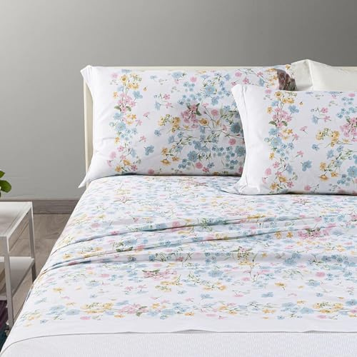 Caleffi Completo Lenzuola Matrimoniali Art. Provenza in 100% Cotone – Set 4 Pezzi con Federe 50x80 – Fantasia Floreale