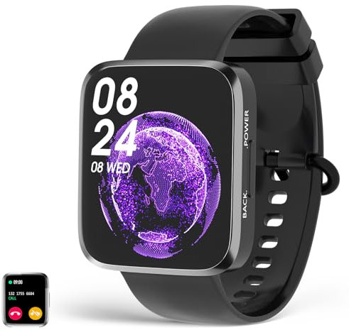 Reloj Inteligente Hombre Mujer, 1.71” HD Smartwatch Reloj Deportivo con 20+ Modos Deporte, Pulsómetro Monitor de Sueño, Calorías Podómetro, Impermeable IP68 Pulsera Actividad con Android iOS(negro)