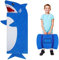 Decalsweet Schlafsack Kinder Doppelter Reißverschluss Warm, Faltbare Kinderschlafsack mit Kissen Abnehmbar für Mädchen Jungen, Schlafsack Kuscheltier für Outdoor Indoor Camping, 170×70cm Haie