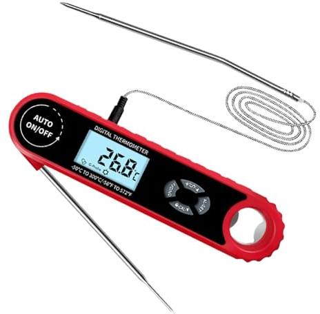 Nikou Double-needle Meat Thermometer, Digital Flip-type Electronic Barbecue Thermometer, 1.78 LCD Screen, °C/°F Switching, Gravity Sensor, Meat Selection, Kitchen and Home Barbecue Thermometer