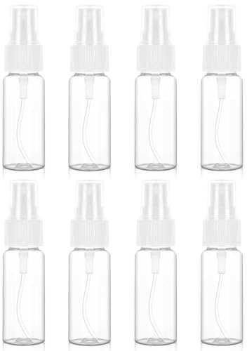 FUGLUS Lot de 8 flacons vaporisateurs vides de 20 ml, transparents, à brume fine, format voyage, en plastique, adaptés à l'eau et à l'alcool
