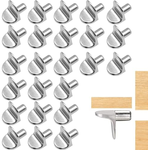 WUFKOP 24 Stück Regalstifte 5 mm, Regalbodenträger aus Metall in L-Form für Schränke und Regale