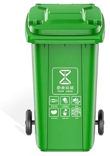 Contenedor Basura Exterior Con Ruedas Reforzado Más Ancho Gran Resistencia Desgaste Robusto Firme Se Puede Empujar Tirar Facilitar Su Desplazamiento(Green,240L)
