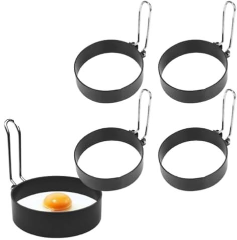 4 anillos para huevos, anillos de acero inoxidable para freír panqueques, molde moldeador, herramienta de cocina