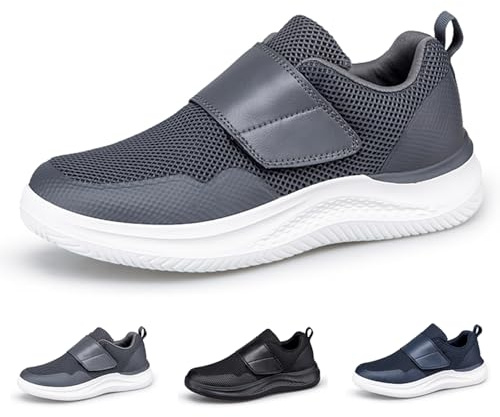 Sudychen Chaussures Orthopédiques pour Hommes Extra Larges Fermeture Scratch pour Pieds Sensibles Chaussures Diabétiques Confortables EU 39-47