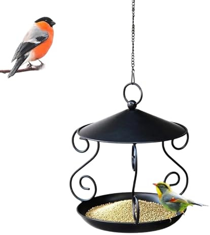 Comederos para Aves Al Aire Libre - Dispensador de Alimentos de Metal Impermeable A La Lluvia | Distribuidor de Aves Al Aire Libre Suspendable - para Jardín Patio Terraza Balcón Parque De