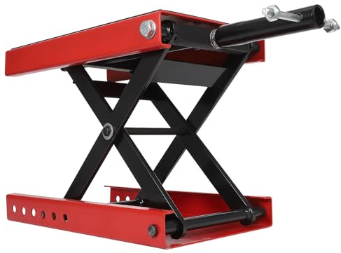 Garvee Plateforme Large antidérapante – Cric élévateur Moto 1100 lbs réglable (12-39 cm) – Sécurité renforcée par goupille – Acier Robuste – pour Motos, quads, Cruisers, Dirt Bikes – Support Central