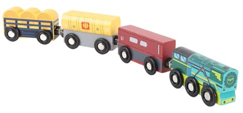 Generic Holzeisenbahn-Set, Eisenbahn-Spielzeugeisenbahn-Set für, Kleinkinder ab 3 Jahren, Sicheres 4-teiliges Eisenbahnspielzeug für Kreative Spielzeit und Dynamisches Geschichtenerzählen